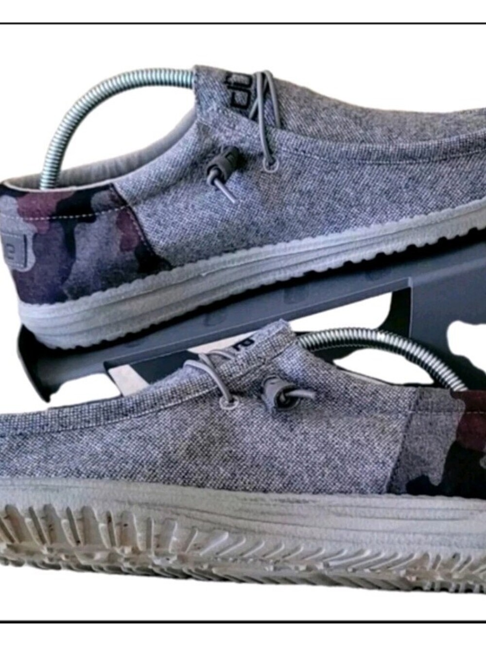 Hey Dude Men's US 8 Wally Funk Camel  Gray Stretch Casual Shoes. loafer slip ons